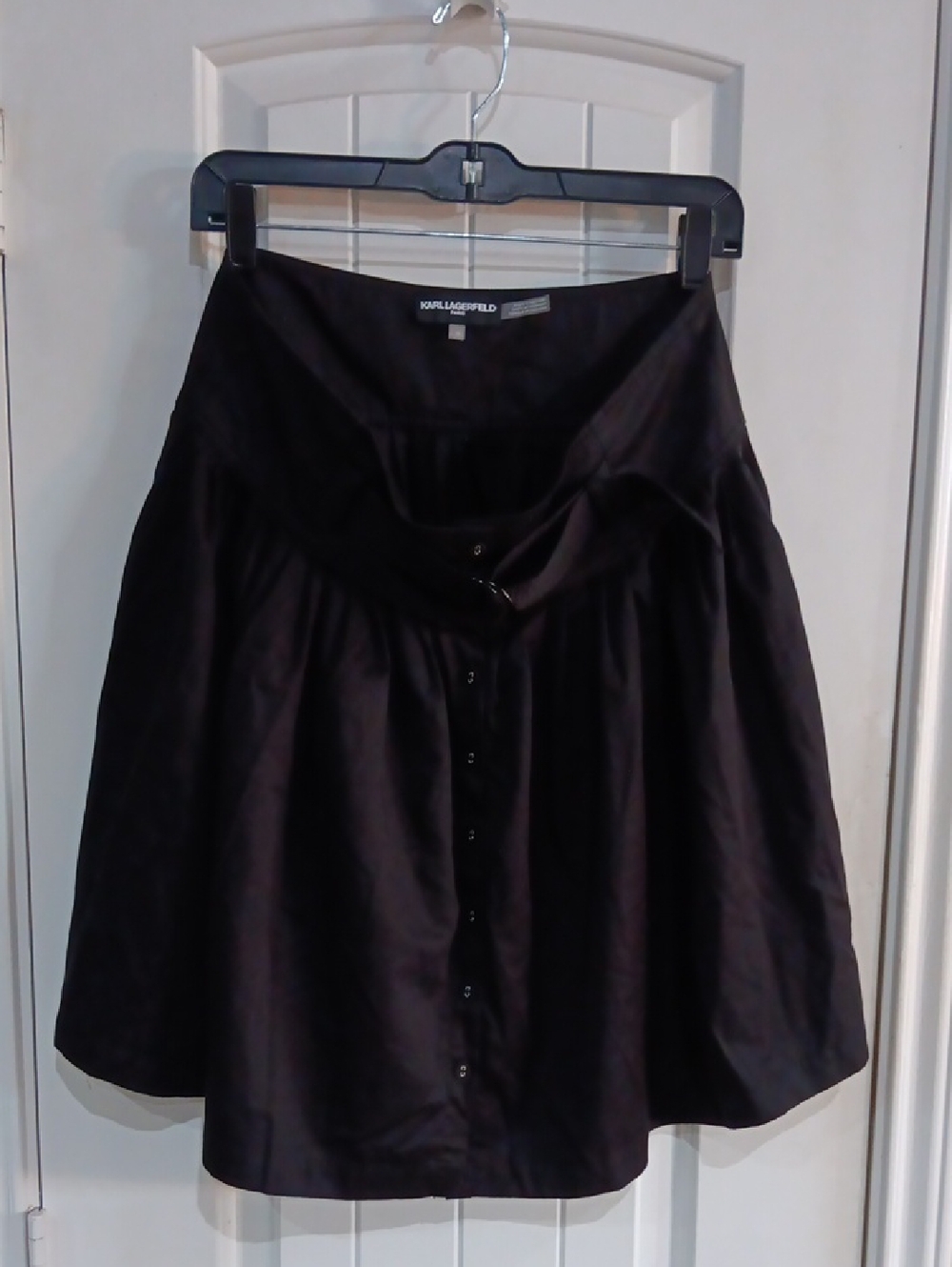 Karl Lagerfeld Black Button-Front Skater Skirt
